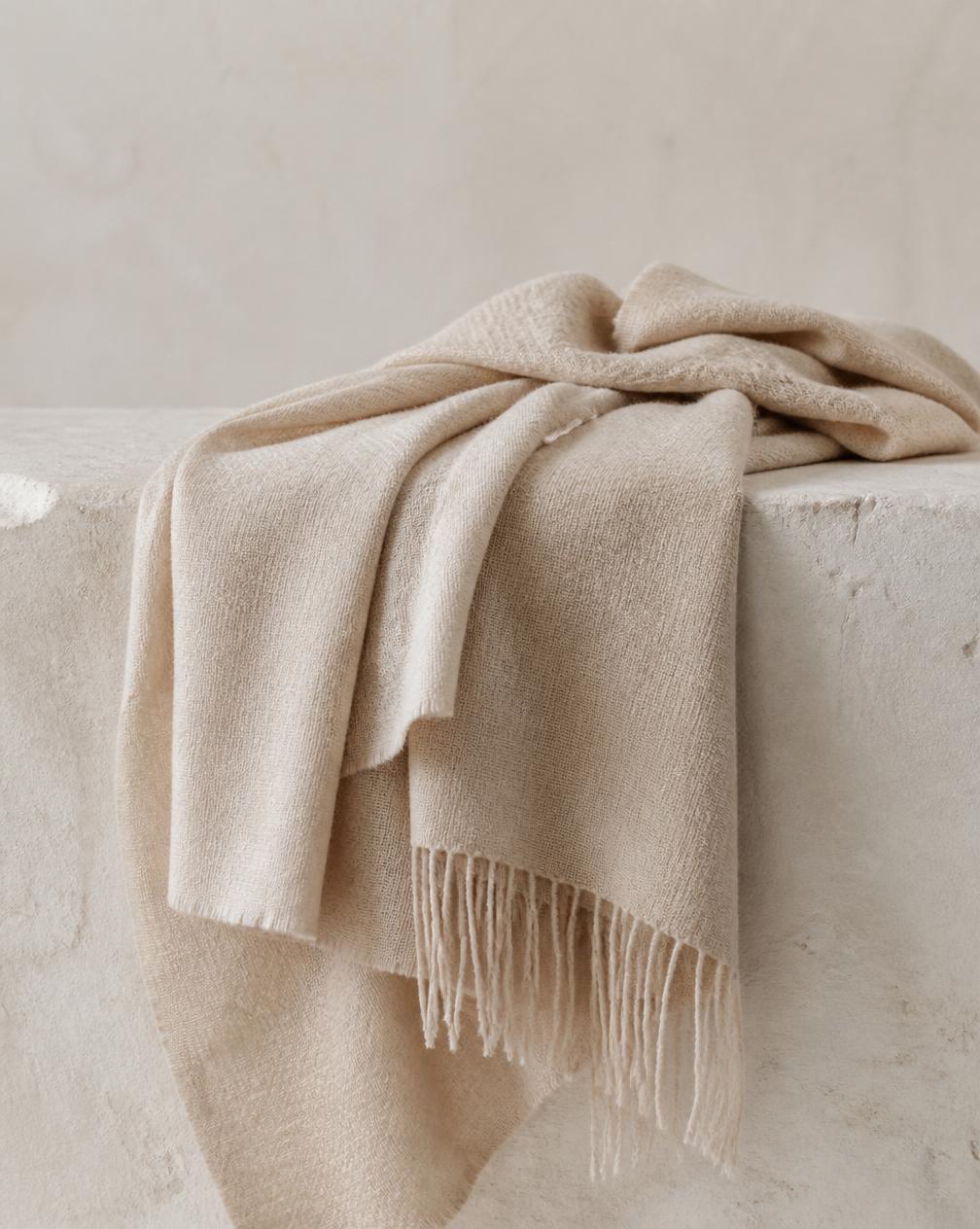 Écharpe Vicuña Brume — Vicuña pure, tissage main