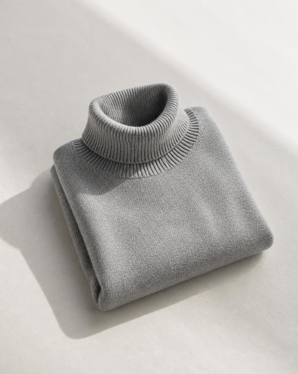 Pull Col Roulé Laine Givre — Laine mérinos extra-fine 15,5 microns